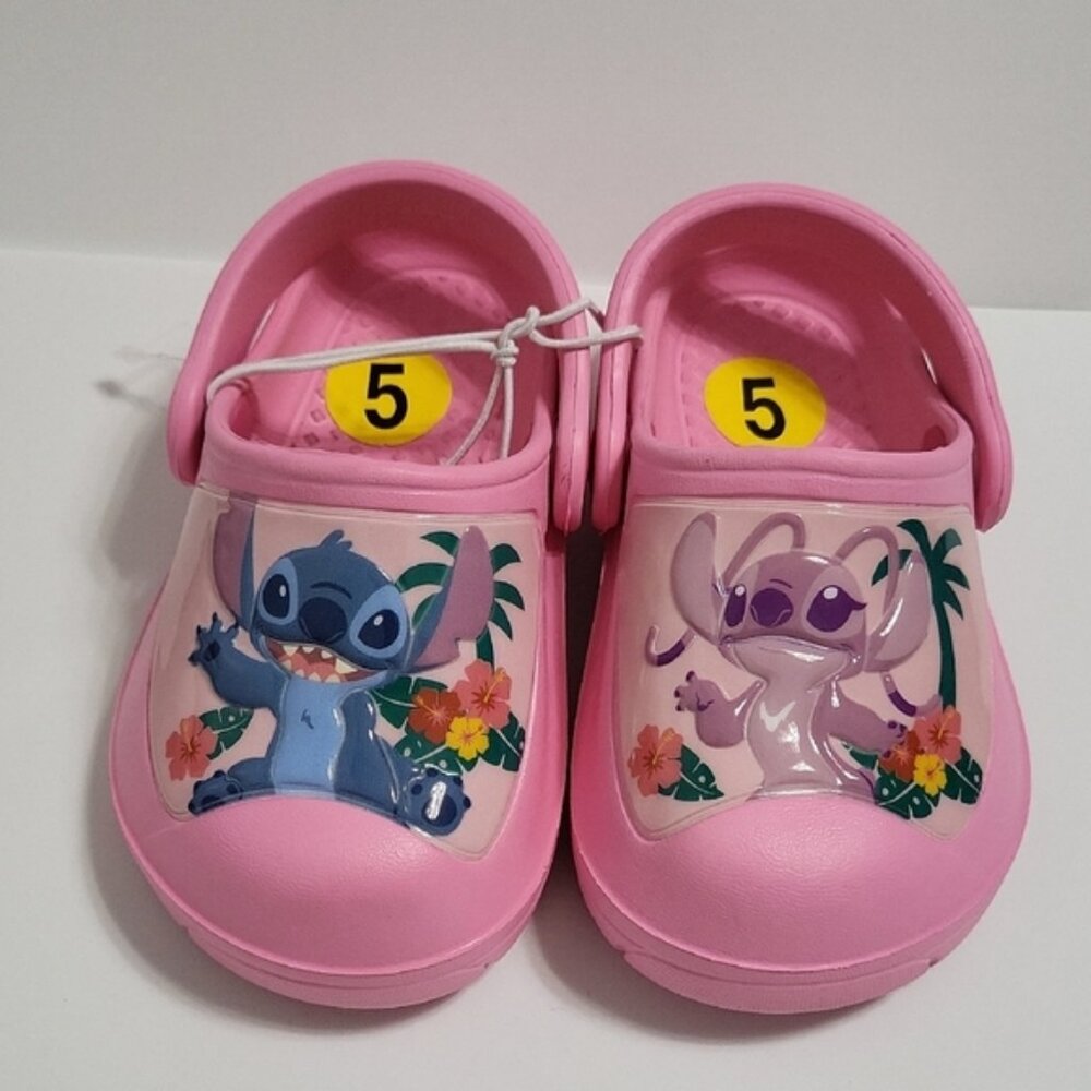 NWOT Disneys Stitch And Angel Girls Clogs 5T